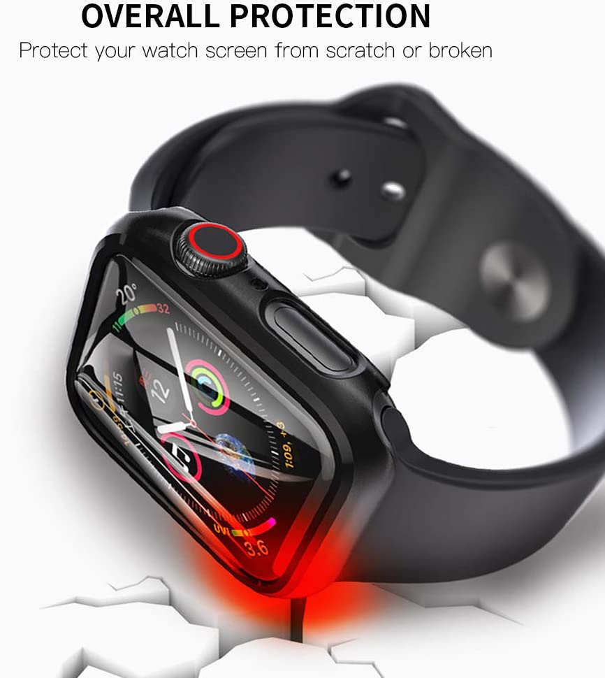 Hard Case With Tempered Glass Screen Protector For Apple Watch Multiple Colors Available